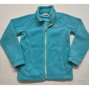 Columbia Outdoor girl's teal blue full‎ zip fleece high neck jacket sz M (10/12)